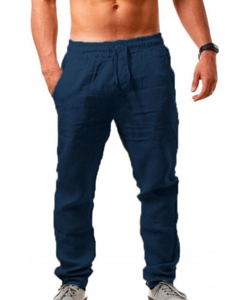 Pantalon Décontracté Pour Hommes À Lacets Et À Taille Moyenne