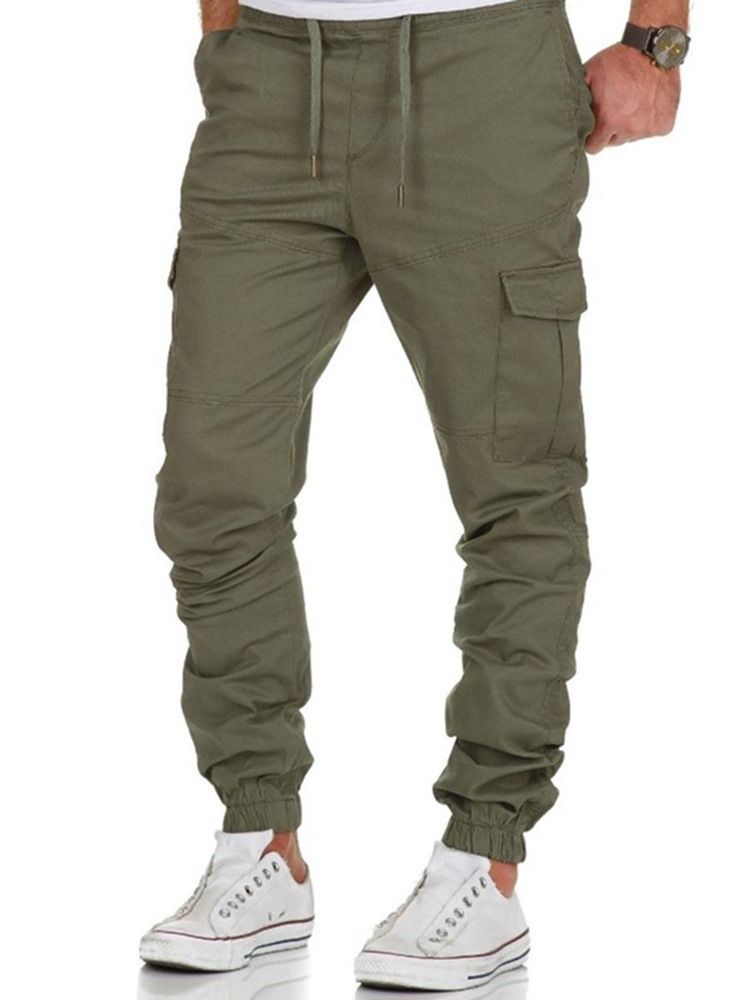 Pantalon Décontracté Pour Hommes À Lacets Minces