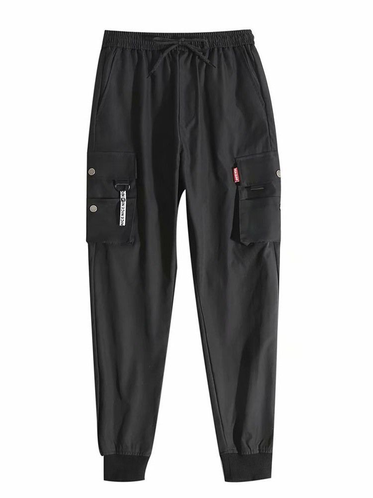 Pantalon Décontracté Pour Hommes À Lacets À Taille Moyenne Et À Poche Unie