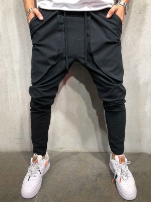 Pantalon Décontracté Pour Hommes À Lacets Uni Au Crayon