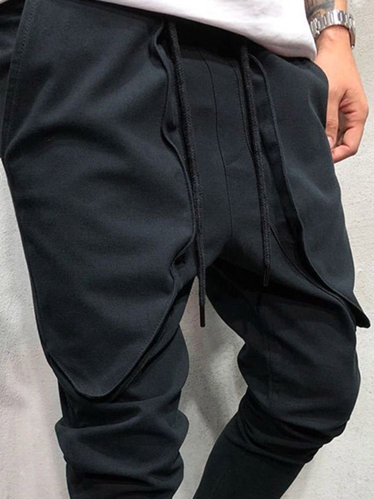 Pantalon Décontracté Pour Hommes À Lacets Uni Au Crayon