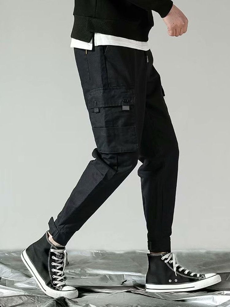 Pantalon Décontracté Pour Hommes De Style À Lacets À Taille Moyenne Et À Poche