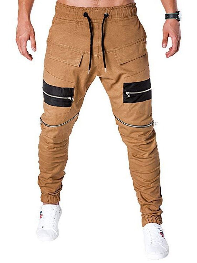 Pantalon Décontracté Pour Hommes À Taille Basse Et À Lacets Avec Blocs De Couleurs