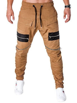 Pantalon Décontracté Pour Hommes À Taille Basse Et À Lacets Avec Blocs De Couleurs