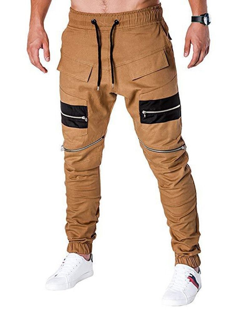 Pantalon Décontracté Pour Hommes À Taille Basse Et À Lacets Avec Blocs De Couleurs