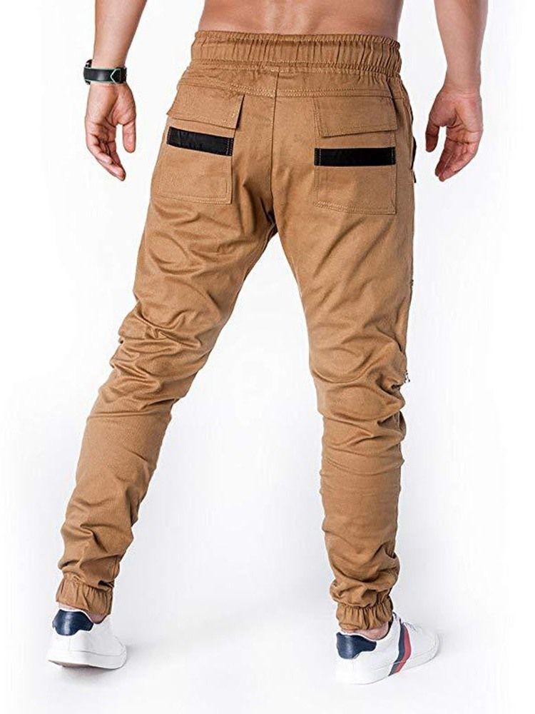 Pantalon Décontracté Pour Hommes À Taille Basse Et À Lacets Avec Blocs De Couleurs