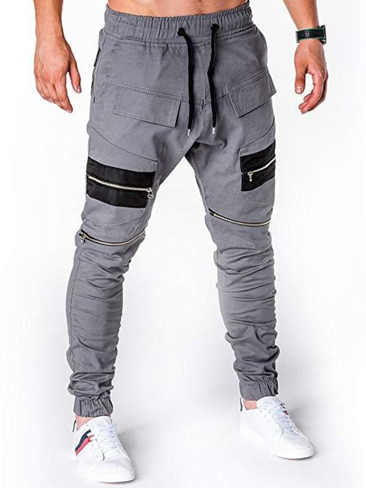 Pantalon Décontracté Pour Hommes À Taille Basse Et À Lacets Avec Blocs De Couleurs