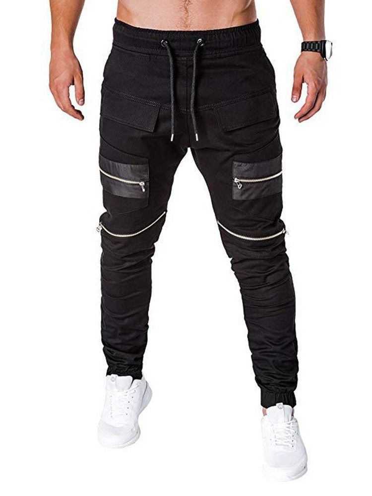 Pantalon Décontracté Pour Hommes À Taille Basse Et À Lacets Avec Blocs De Couleurs