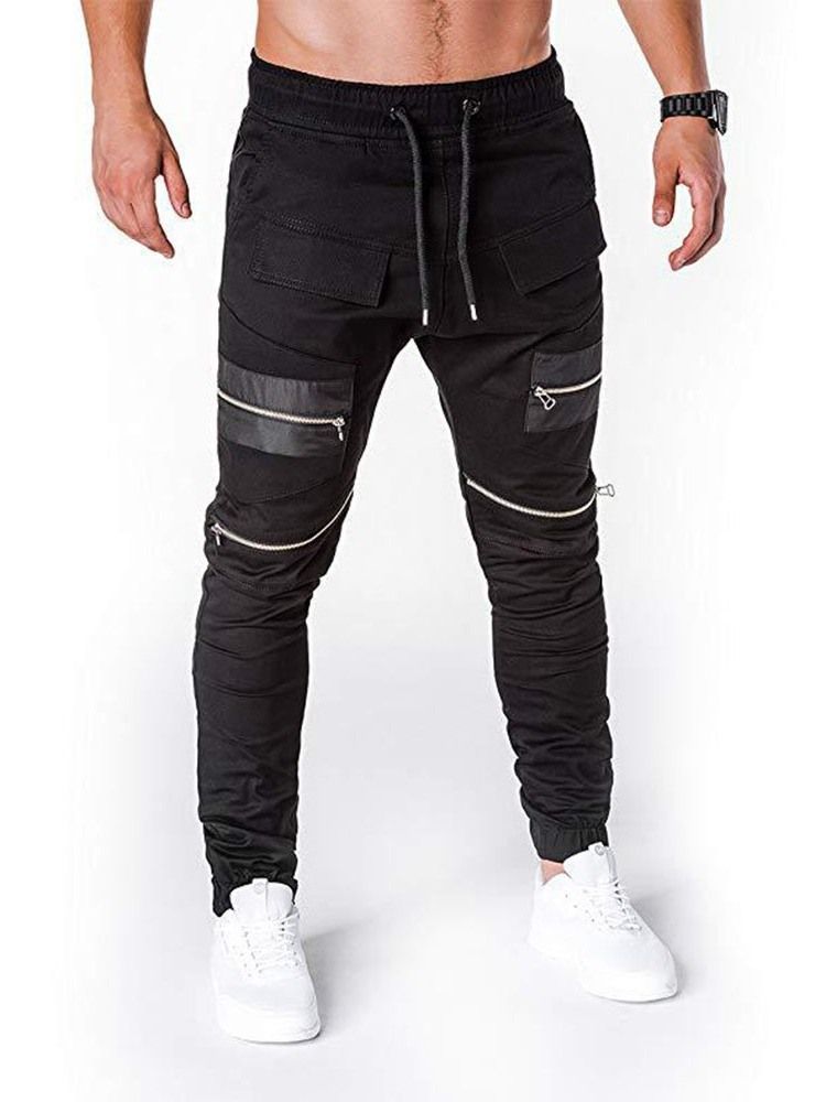 Pantalon Décontracté Pour Hommes À Taille Basse Et À Lacets Avec Blocs De Couleurs