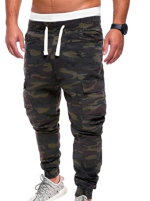 Pantalon Décontracté Pour Hommes À Taille Moyenne Et Camouflage Imprimé