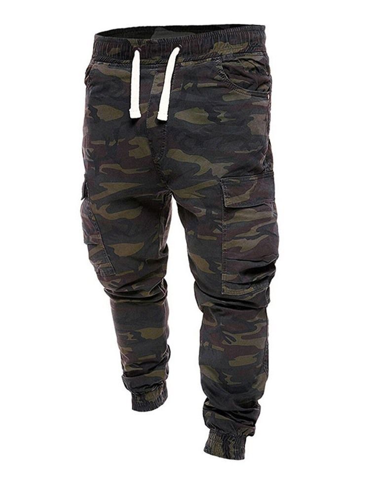 Pantalon Décontracté Pour Hommes À Taille Moyenne Et Camouflage Imprimé