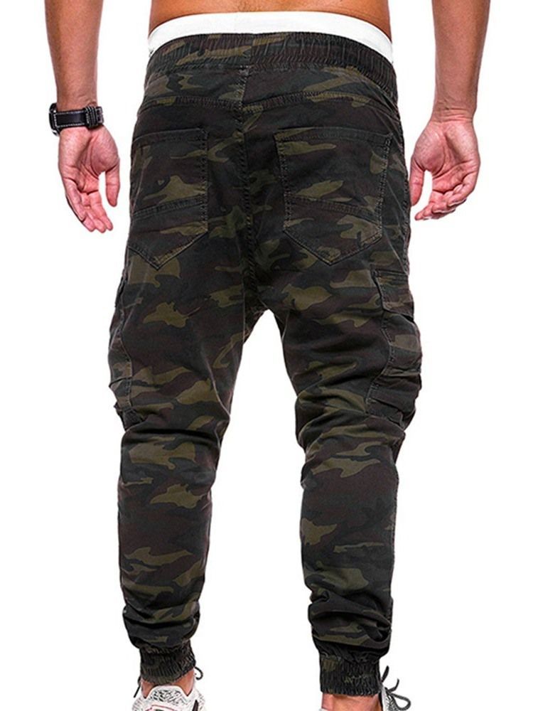 Pantalon Décontracté Pour Hommes À Taille Moyenne Et Camouflage Imprimé