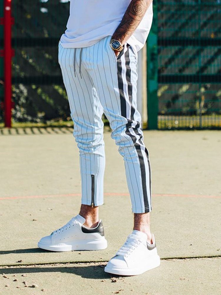 Pantalon Décontracté Pour Hommes À Taille Moyenne Et À Lacets