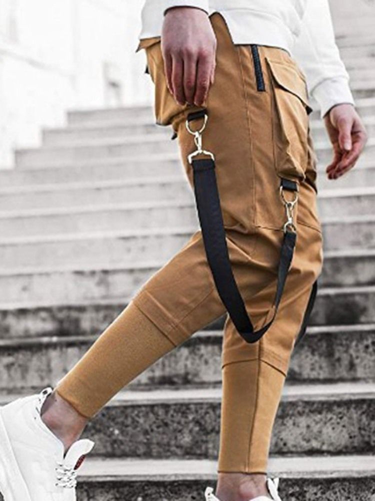 Pantalon Décontracté Pour Hommes À Taille Moyenne Et À Poche