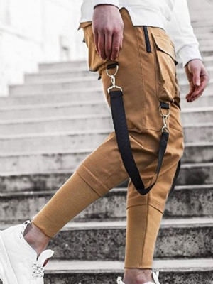 Pantalon Décontracté Pour Hommes À Taille Moyenne Et À Poche