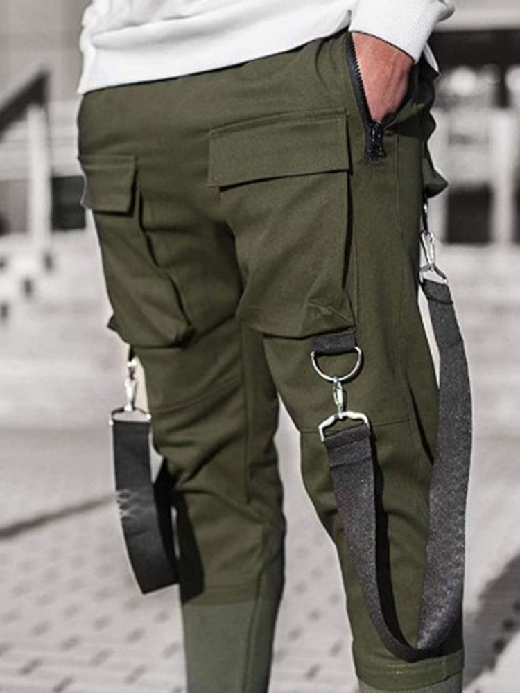 Pantalon Décontracté Pour Hommes À Taille Moyenne Et À Poche