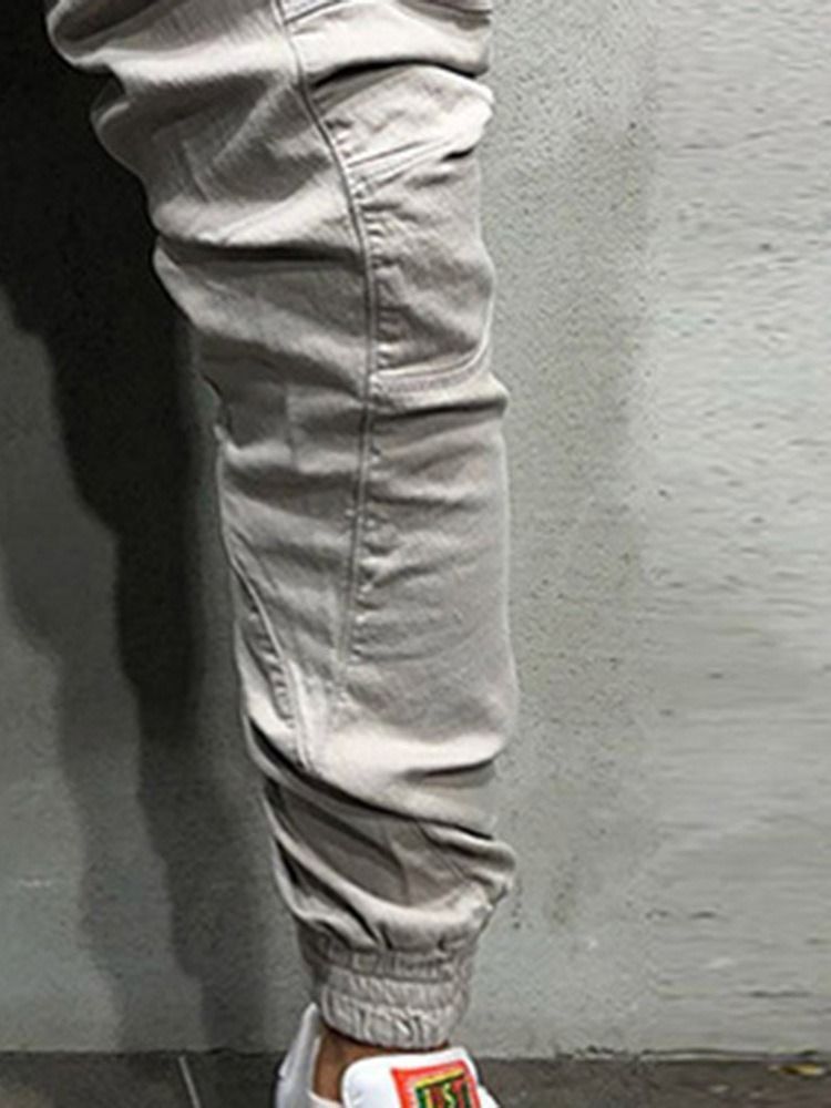 Pantalon Décontracté Pour Hommes À Taille Moyenne Et À Poche Unie