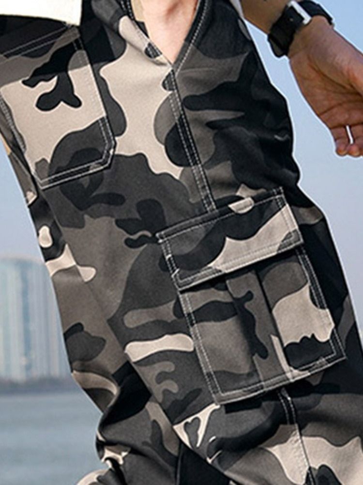 Pantalon Décontracté À Imprimé Camouflage Pour Hommes