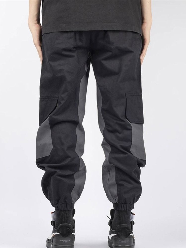 Pantalon Décontracté À Lacets À Blocs De Couleurs Pour Hommes