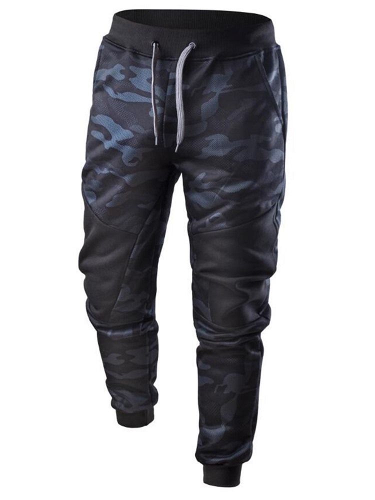 Pantalon Décontracté À Lacets Camouflage Pour Hommes