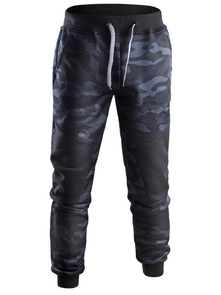 Pantalon Décontracté À Lacets Camouflage Pour Hommes