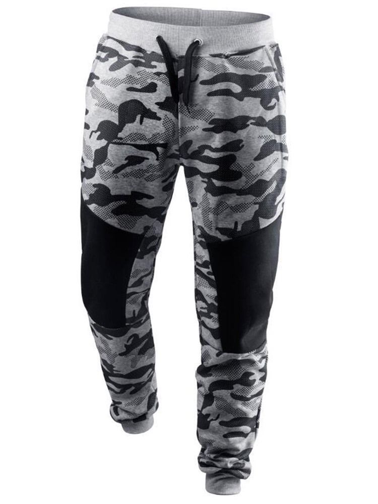 Pantalon Décontracté À Lacets Camouflage Pour Hommes