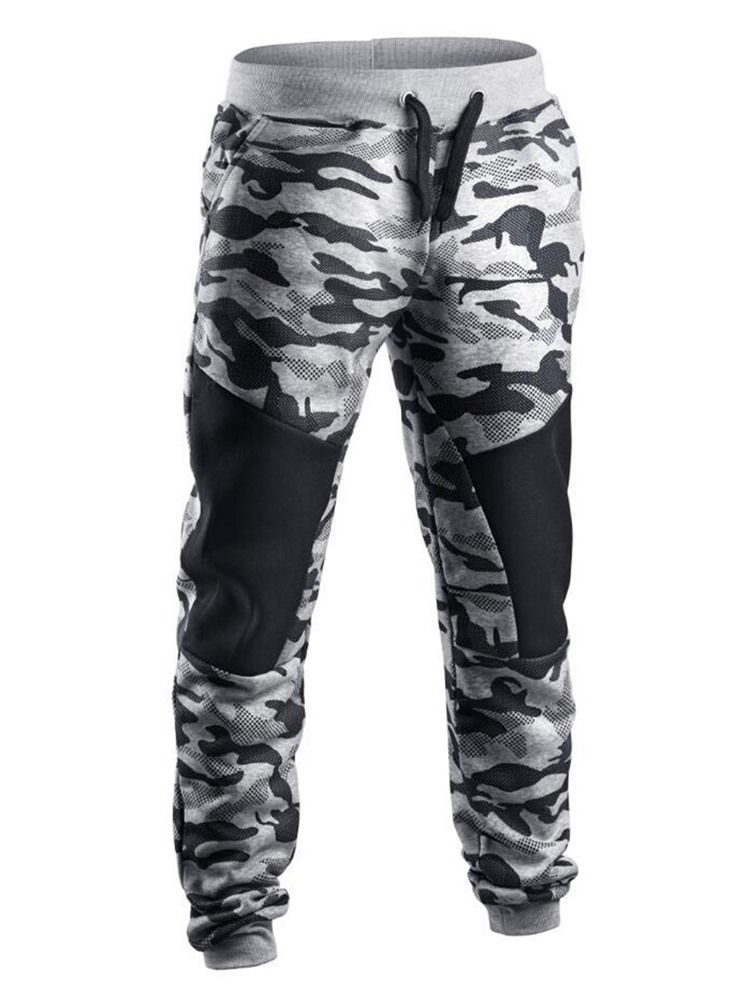 Pantalon Décontracté À Lacets Camouflage Pour Hommes