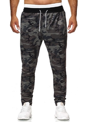 Pantalon Décontracté À Lacets Pour Hommes Avec Poche Camouflage