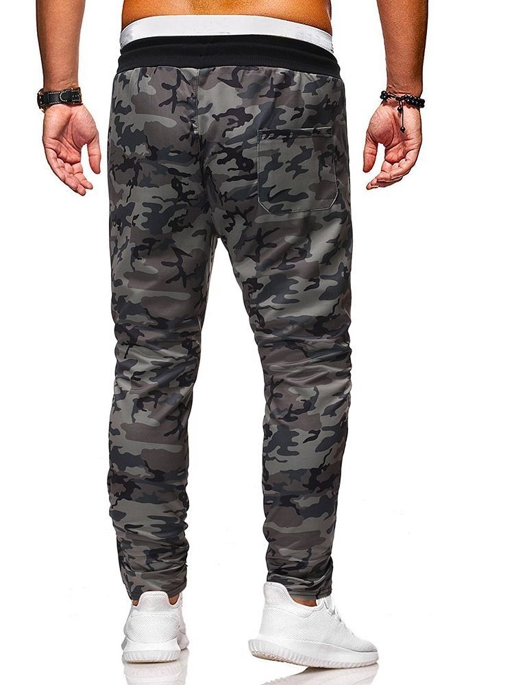 Pantalon Décontracté À Lacets Pour Hommes Avec Poche Camouflage