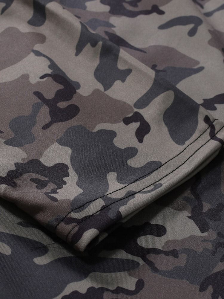 Pantalon Décontracté À Lacets Pour Hommes Avec Poche Camouflage