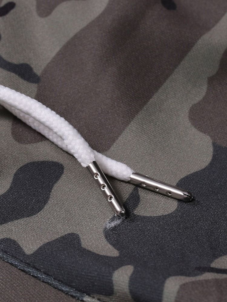 Pantalon Décontracté À Lacets Pour Hommes Avec Poche Camouflage