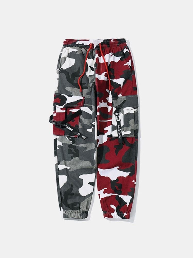 Pantalon Décontracté À Lacets À Taille Moyenne Et À Imprimé Couleur Camouflage Pour Hommes