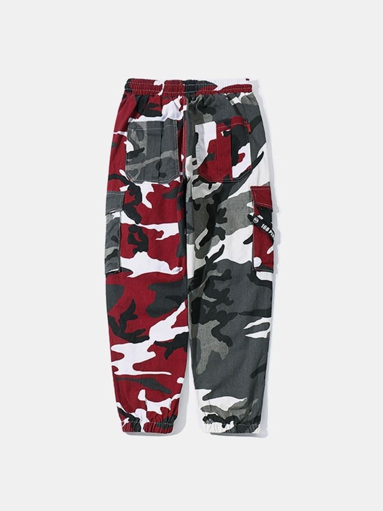 Pantalon Décontracté À Lacets À Taille Moyenne Et À Imprimé Couleur Camouflage Pour Hommes