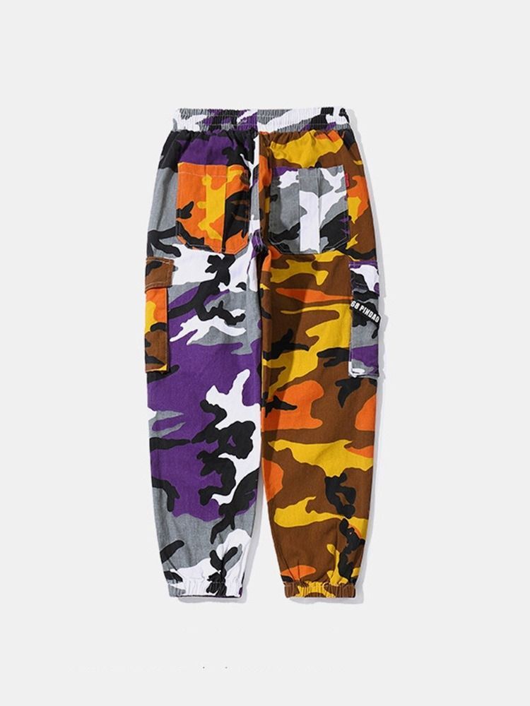 Pantalon Décontracté À Lacets À Taille Moyenne Et À Imprimé Couleur Camouflage Pour Hommes