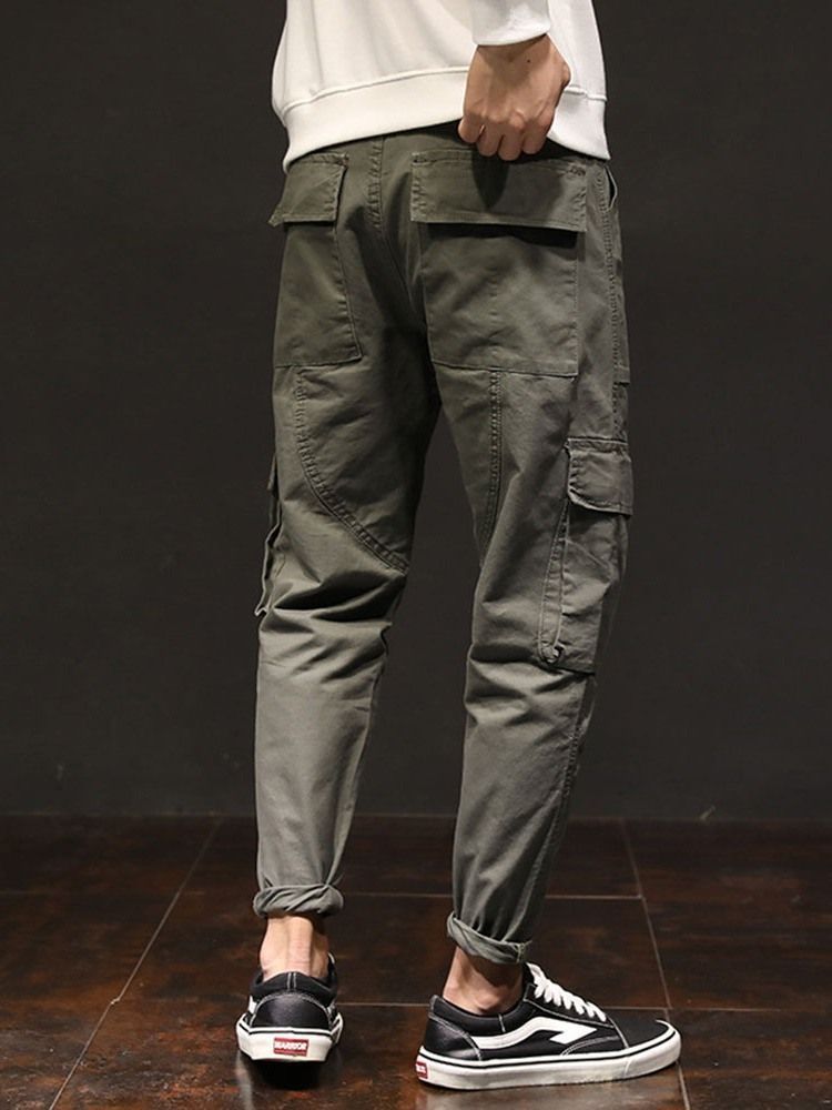 Pantalon Décontracté À Lacets À Taille Moyenne Et À Poche Unie Pour Hommes