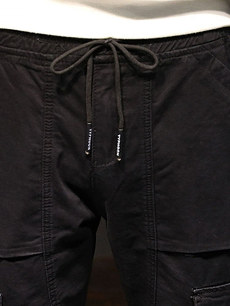 Pantalon Décontracté À Lacets À Taille Moyenne Et À Poche Unie Pour Hommes