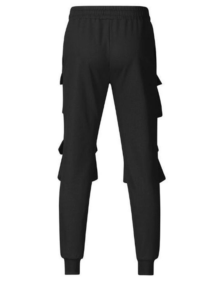 Pantalon Décontracté À Lacets Uni À Poche Pour Hommes