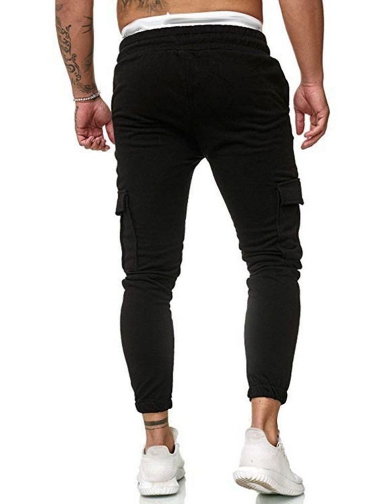 Pantalon Décontracté À Lacets Uni À Poche Pour Hommes