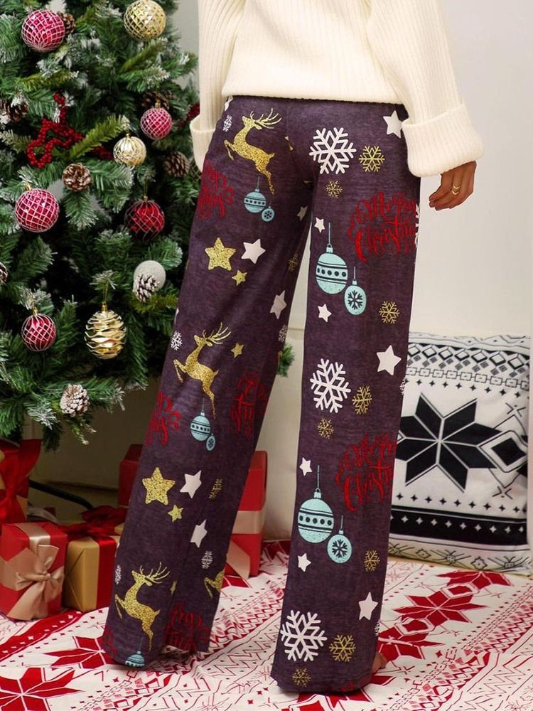 Pantalon Décontracté De Noël En Vrac Pour Femme