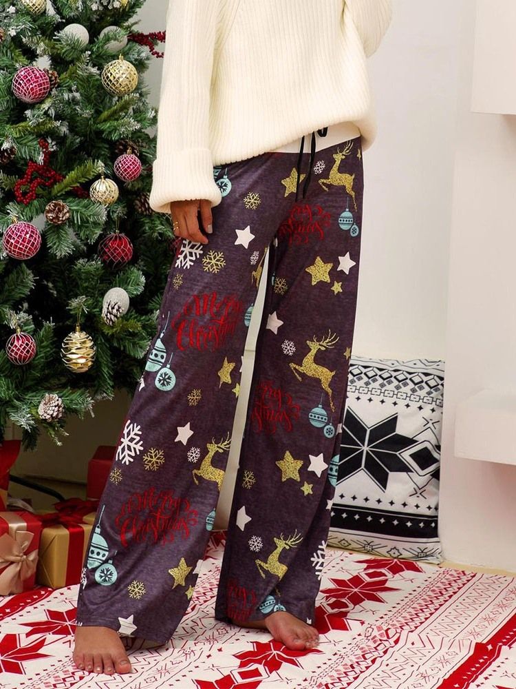 Pantalon Décontracté De Noël En Vrac Pour Femme