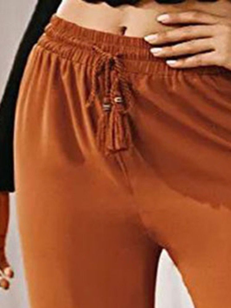 Pantalon Décontracté Pleine Longueur À Plis Plissés Unis Pour Femmes