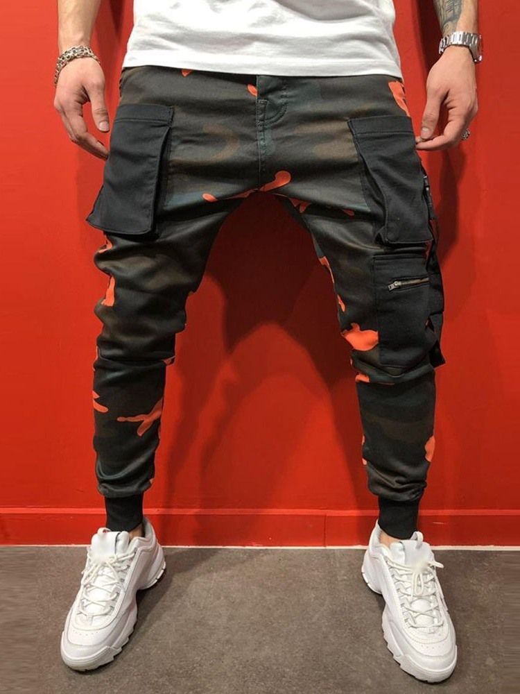 Pantalon Décontracté À Poche Camouflage À Taille Moyenne Pour Hommes Quatre Saisons