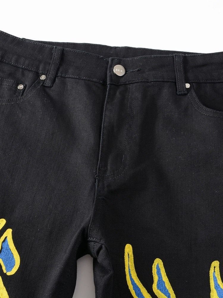 Pantalon Décontracté Quatre Saisons Imprimé Crâne Droit À Taille Moyenne Pour Hommes