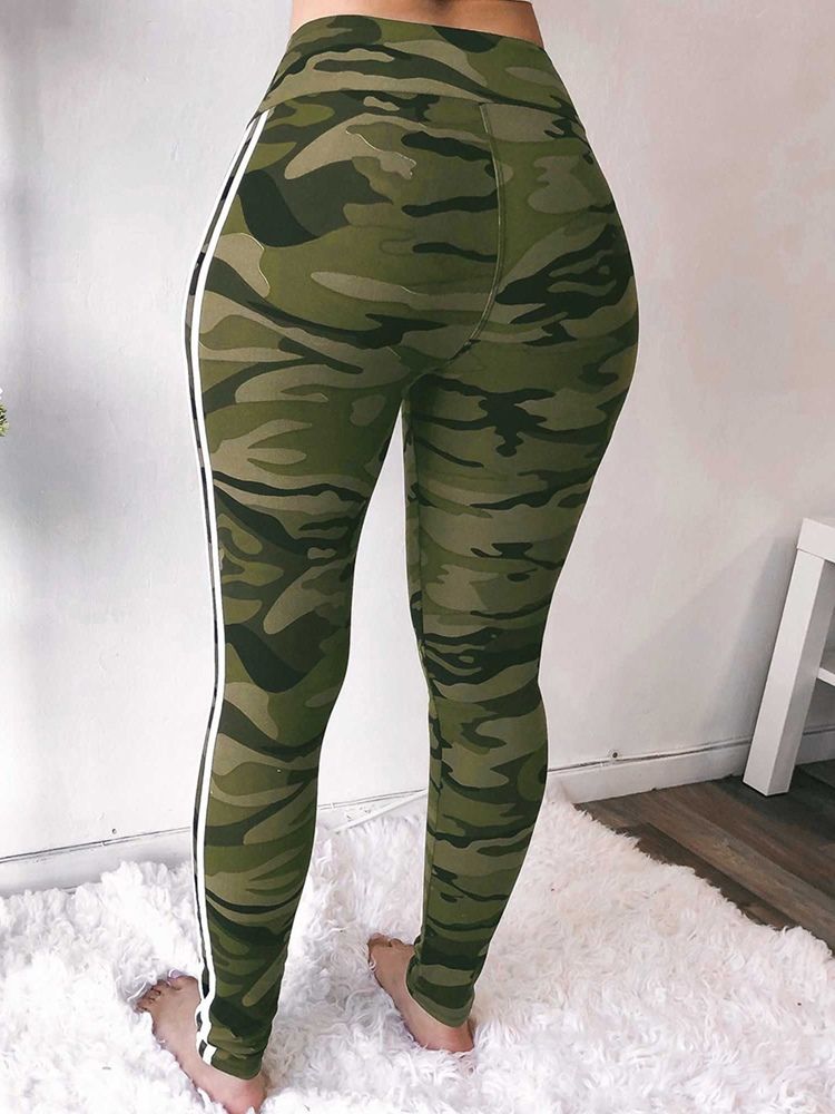 Pantalon Décontracté Taille Haute À Imprimé Camouflage Pour Femmes