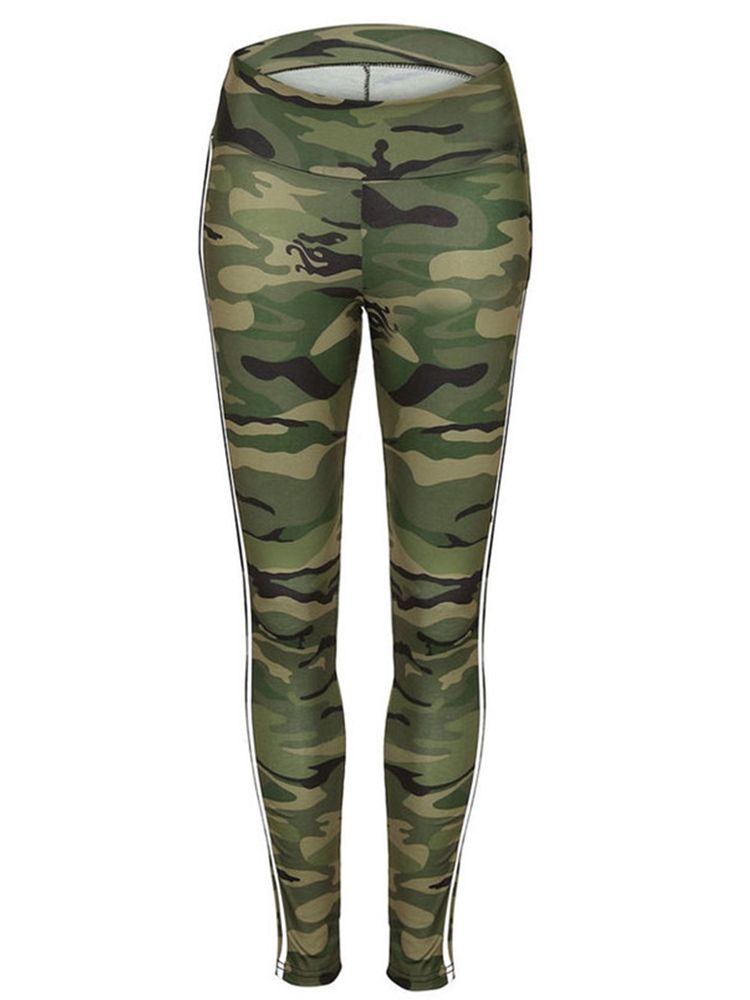 Pantalon Décontracté Taille Haute À Imprimé Camouflage Pour Femmes