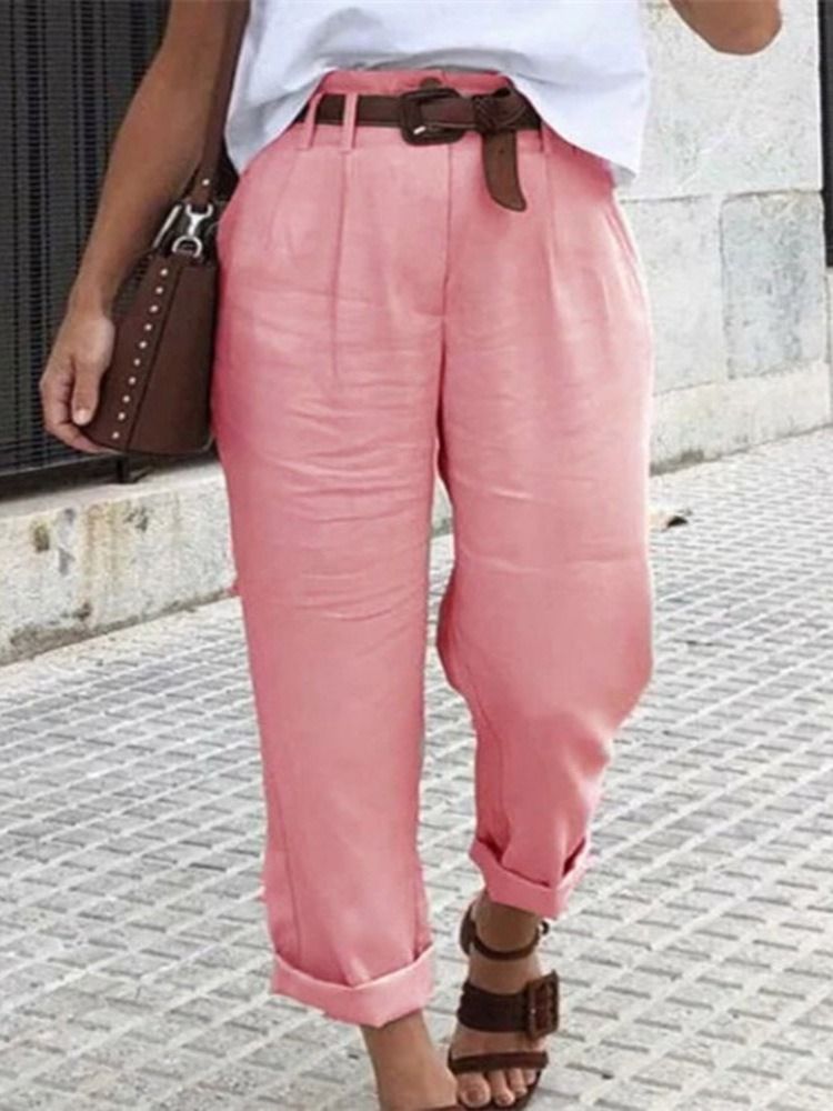 Pantalon Décontracté Uni Et Droit Sur Toute La Longueur Pour Femmes