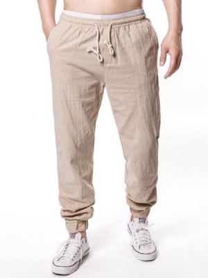 Pantalon Décontracté Uni À Lacets Pour Hommes