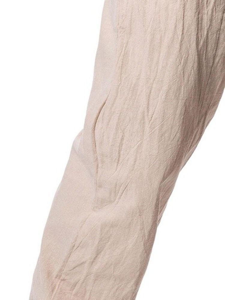 Pantalon Décontracté Uni À Lacets Pour Hommes