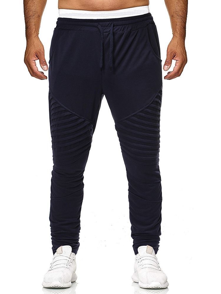 Pantalon Décontracté Uni À Lacets Pour Hommes