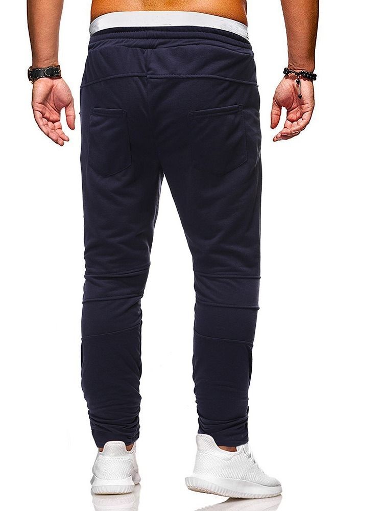 Pantalon Décontracté Uni À Lacets Pour Hommes